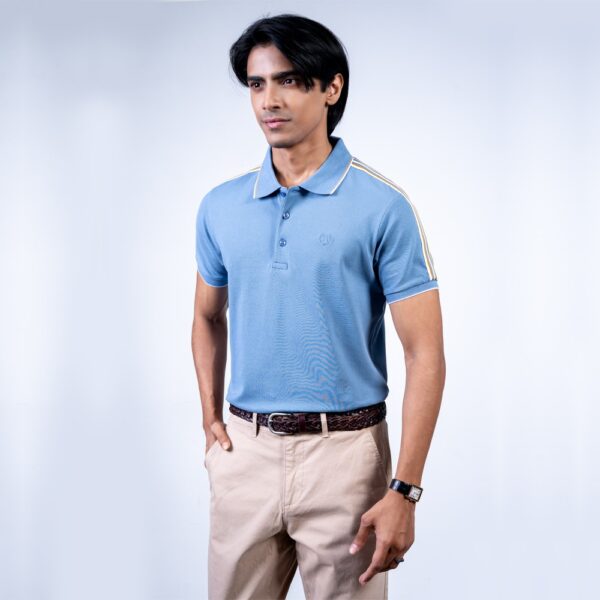 Classic Blue Color Side Stripe Polo by Richman Classic Blue Color Side Stripe Polo by Richman