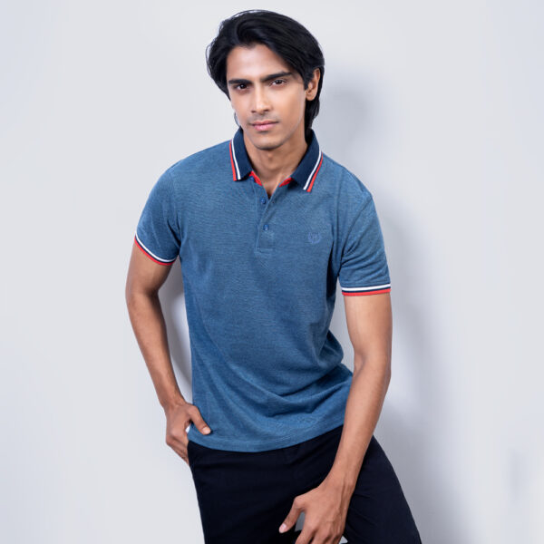 Richman Men’s Blue Color Solid Polo Shirt