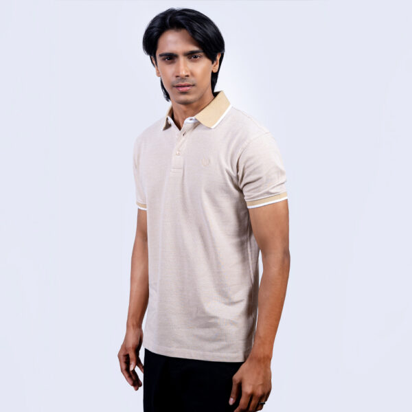 Richman Men’s Light Brown Color Solid Polo Shirt