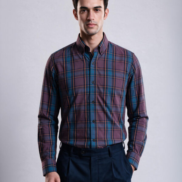 Richman Men’s Classic Lite Maroon Check Premium Slim Fit Shirt