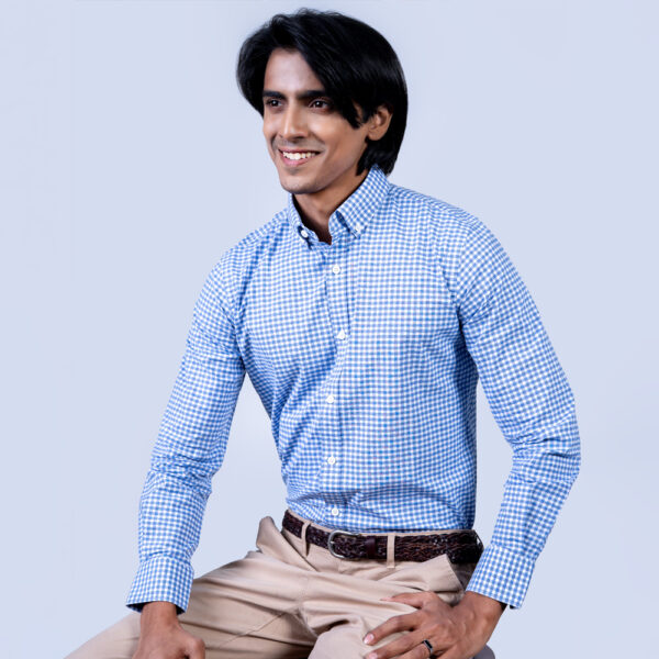 Richman Classic Sky Blue Textured Formal Shirt