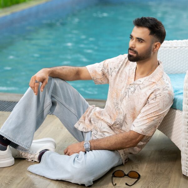 Richman Premium Beige Color Floral Hawaiian Shirt