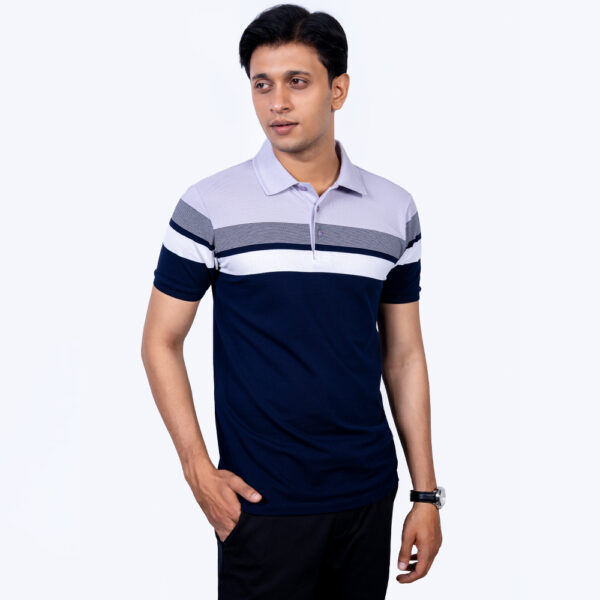 Richman Men’s Light Purple Color Stripe Polo Shirt