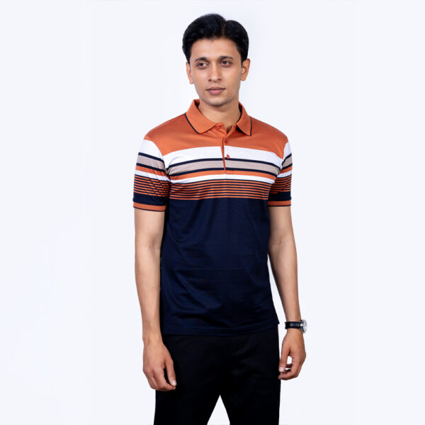 Richman Men’s Brick Color Stripe Premium Polo Shirt