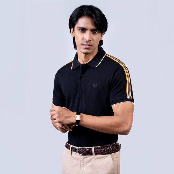 Richman Men’s Black Color Solid Polo Shirt