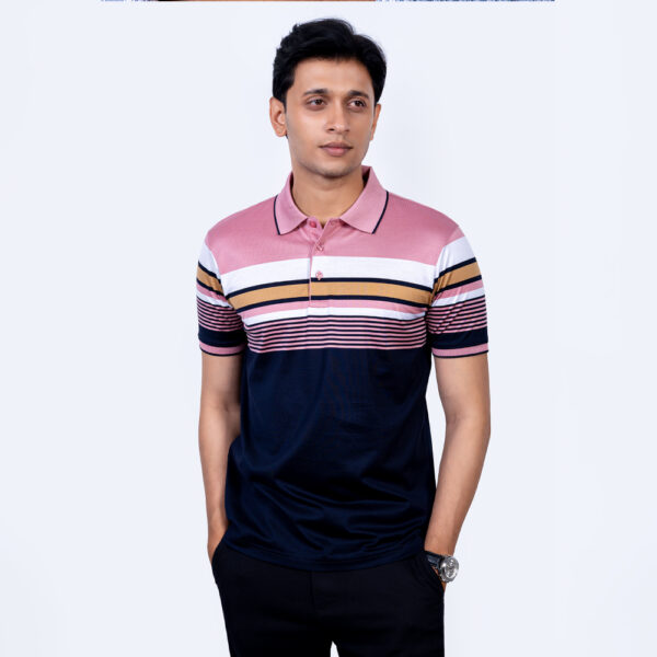 Richman Men’s Light Pink Stripe Premium Polo Shirt