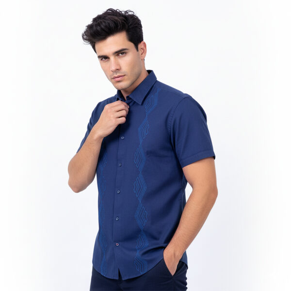 Richman Men’s Ultra Slim Fit Navy Color Casual Half Sleeve Shirt