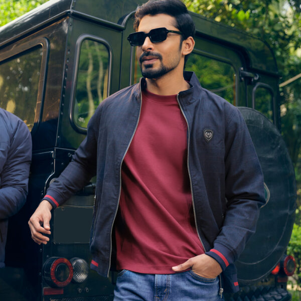 RICHMAN Men’s Elegant Navy Color Woven Jacket