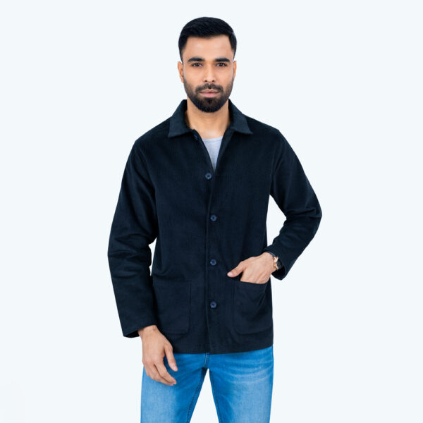 RICHMAN Men’s Black Color Casual Cord Jacket