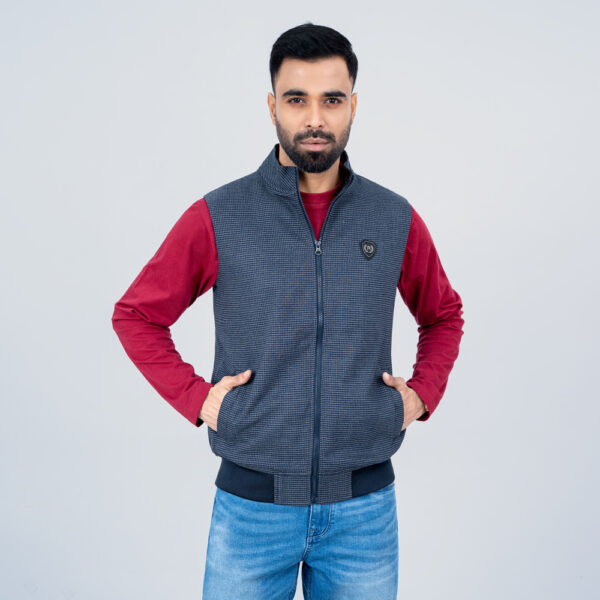 Richman Men’s Woven Navy Color Half Sleeve Vest Richman Men’s Woven Navy Color Half Sleeve Vest