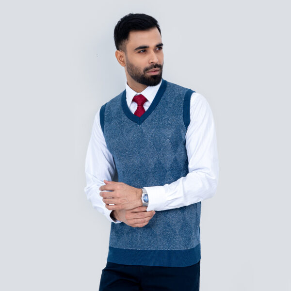 RICHMAN Men’s Blue Color Sleeveless Sweater