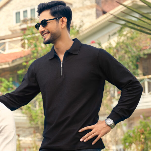 Richman Classic Full Sleeve Black Color Polo Shirt