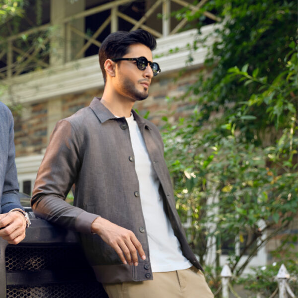 RICHMAN Men’s Ash Color Textured Woven Jacket