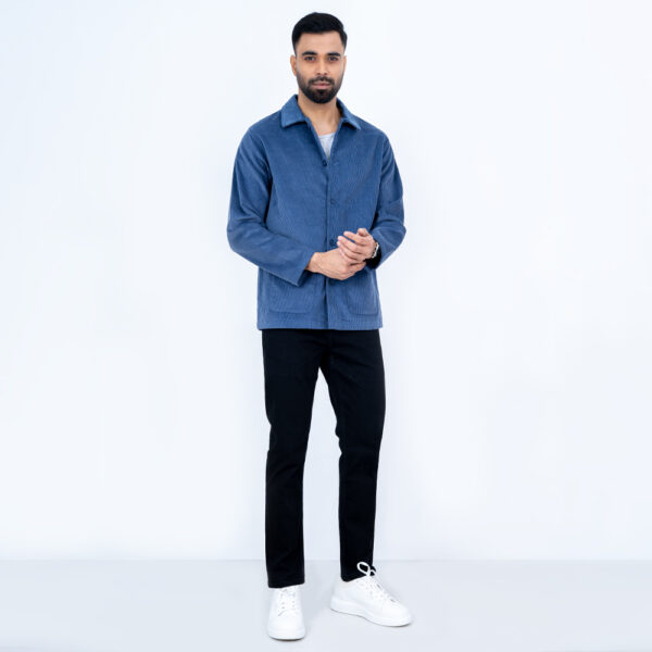 RICHMAN Men’s Blue Color Casual Cord Jacket RICHMAN Men’s Blue Color Casual Cord Jacket