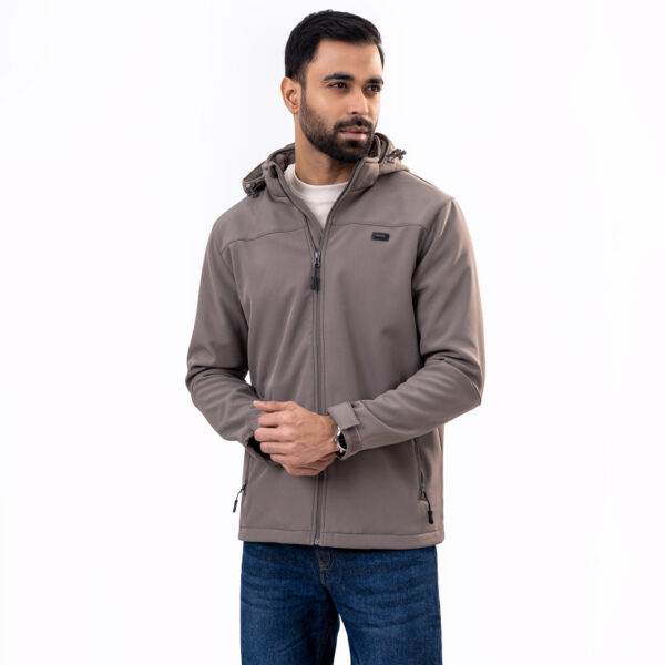 Richman Men’s Coffee Color Woven Hooded Jacket