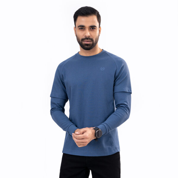 Richman Men’s Round Neck Blue Color Full Sleeve T-Shirt
