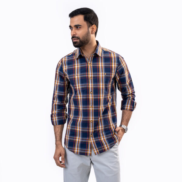 Richman Men’s Navy Texture Ultra Slim Fit Casual Shirt