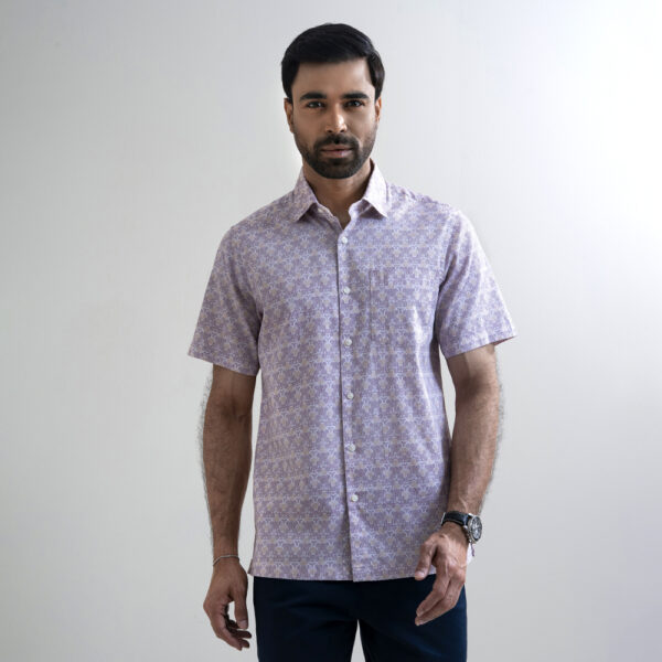 Richman Men’s Half Sleeve White Printed Hawai Shirt