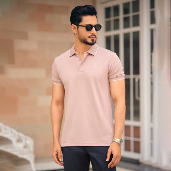 Richman Men’s Lite Pink Color Solid Polo Shirt
