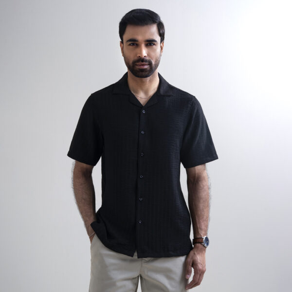 Richman Men’s Black Half Sleeve Hawai Shirt