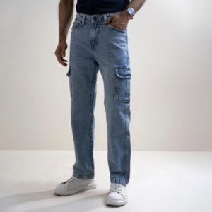 Richman Men’s Light Wash Denim Cargo Pant