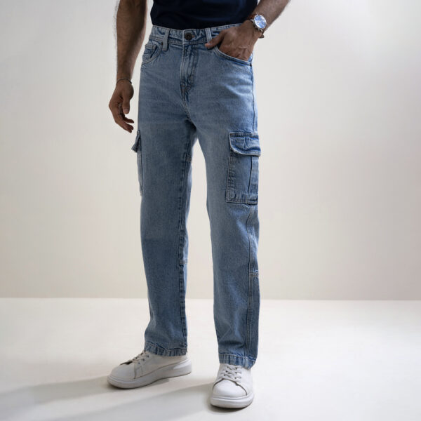 Richman Men’s Light Wash Denim Cargo Pant