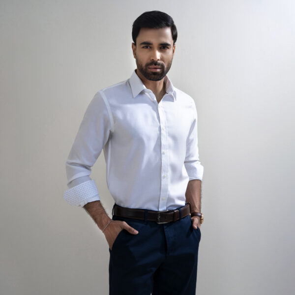 Richman Men’s Slim Fit White Color Formal Shirt