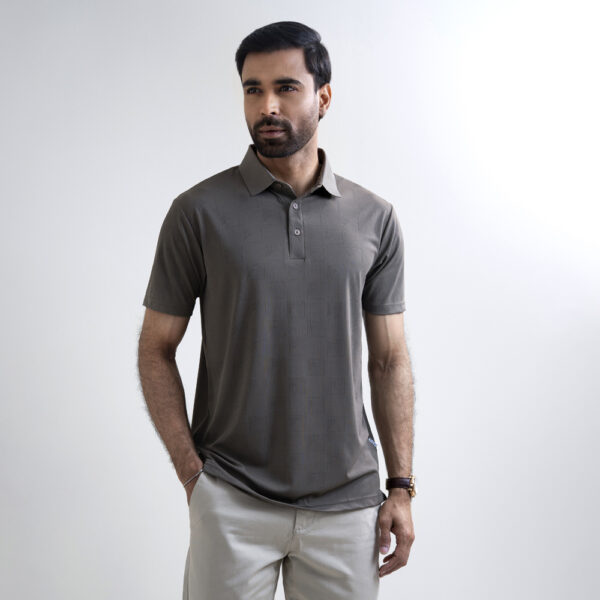 Richman Men’s Premium Jacquard dark Brown Color Polo Shirt