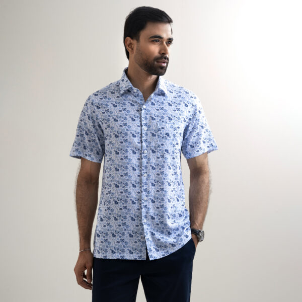 Richman Men’s Half Sleeve Navy Printed Hawai Shirt