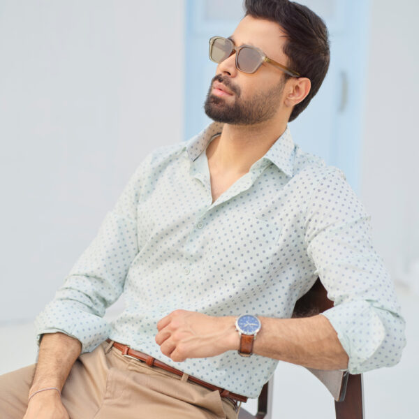 Men’s Lite Mint Slim Fit Casual Shirt by Infinity