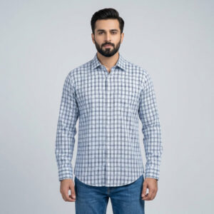 Infinity Men’s Sky Color Premium Check Regular Fit Shirt