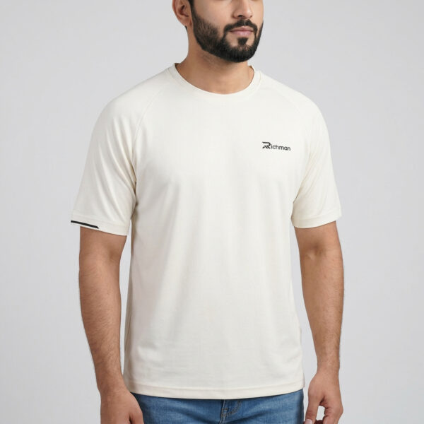 Richman Men’s Cream Color Round Neck T-Shirt