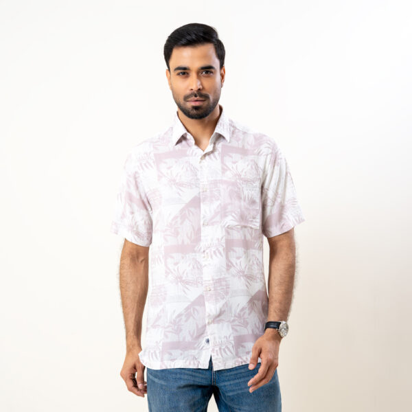 Infinity Men’s Half Sleeve White Printed Hawai Shirt