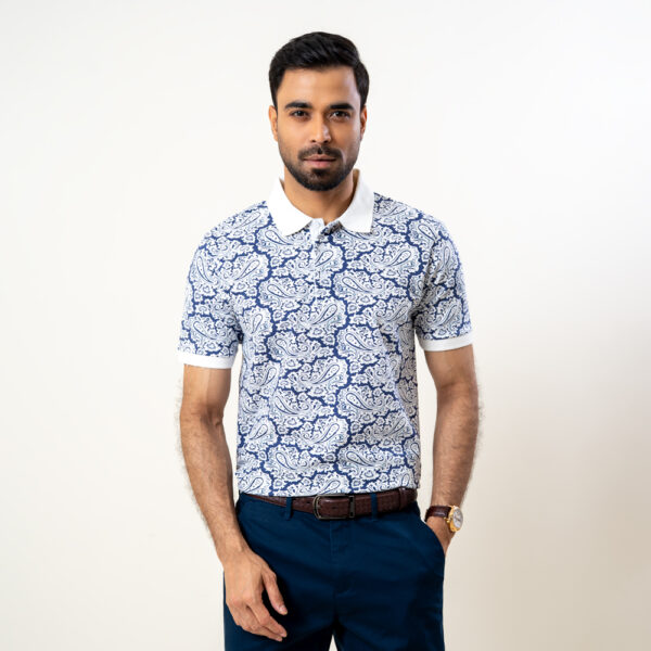 Richman Men’s White Printed Polo Shirt