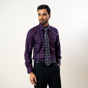 Infinity Men’s Maroon Color Slim Fit Premium Check Shirt