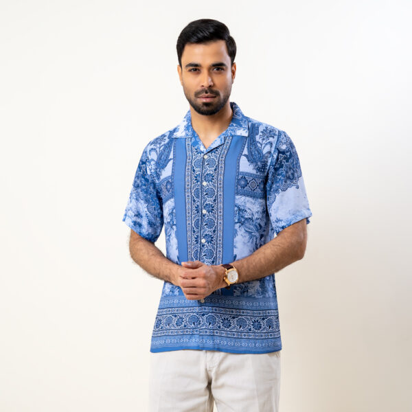 Richman Men’s Half Sleeve Navy Printed Hawai Shirt