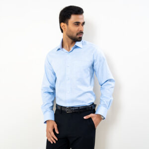 Infinity Men’s Sky Color Premium Check Regular Fit Shirt