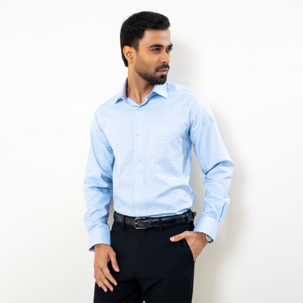 Infinity Men’s Sky Color Premium Check Regular Fit Shirt