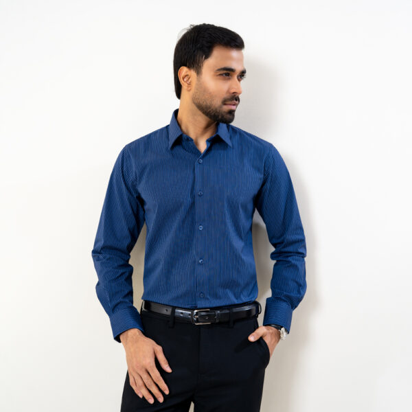 Infinity Men’s Navy Stripe Premium Regular Fit Shirt