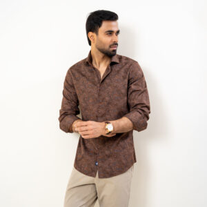 Infinity Men’s Brown Color Ultra Slim Fit Casual Shirt