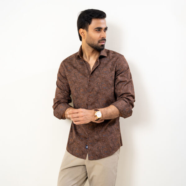 Infinity Men’s Brown Color Ultra Slim Fit Casual Shirt