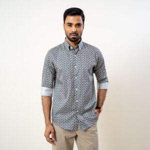 Infinity Men’s White Printed Slim Fit Casual Shirt