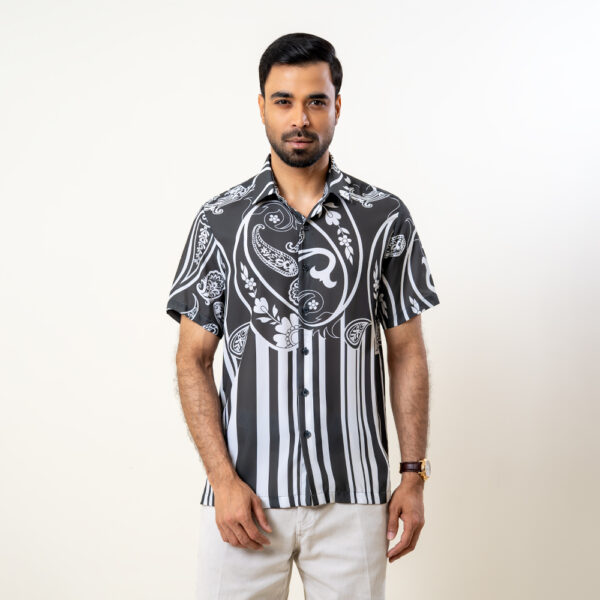 Richman Men’s Half Sleeve Olive Printed Hawai Shirt