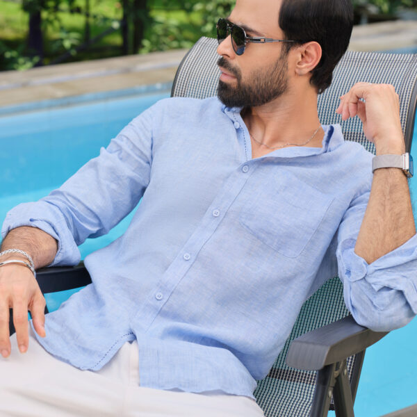 Richman Sky Color Slim Fit Irish Linen Casual Shirt Richman Sky Color Slim Fit Irish Linen Casual Shirt