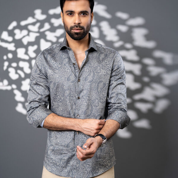 Richman Men’s Ash Printed Slim Fit Casual Shirt Richman Men’s Ash Printed Slim Fit Casual Shirt