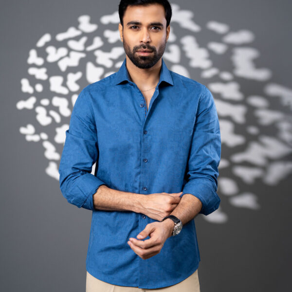 Infinity Blue Color Ultra Slim Fit Casual Shirt Infinity Blue Color Ultra Slim Fit Casual Shirt