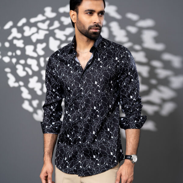 Richman Men’s Black Printed Ultra Slim Fit Casual Shirt Richman Men’s Black Printed Ultra Slim Fit Casual Shirt