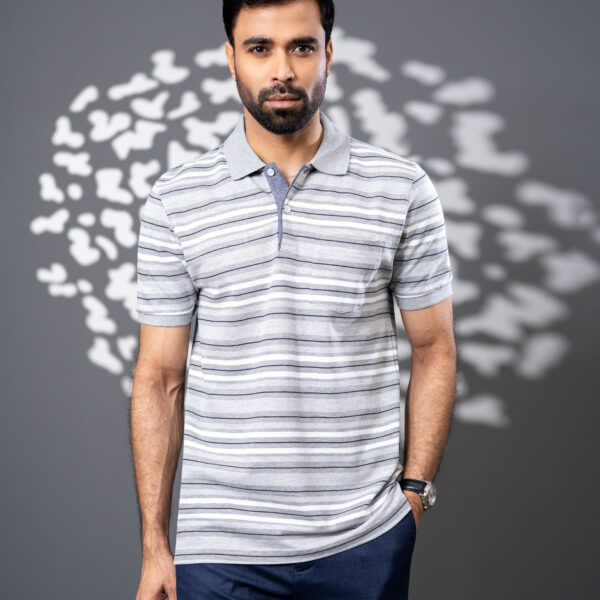Richman Men’s Grey Color Stripe Premium Polo Shirt Richman Men’s Grey Color Stripe Premium Polo Shirt