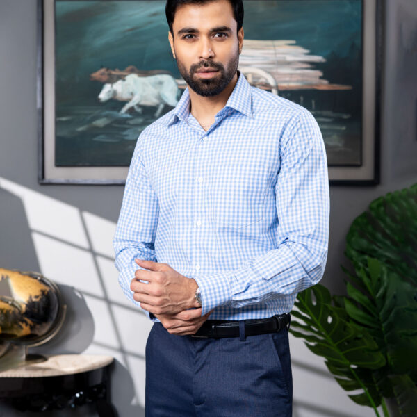 Infinity Men’s Blue Check Textured Premium Regular Fit Shirt Infinity Men’s Blue Check Textured Premium Regular Fit Shirt