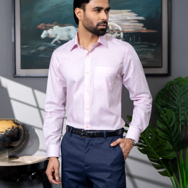 Richman Men’s Slim Fit Pink Color Check Textured Formal Shirt Richman Men’s Slim Fit Pink Color Check Textured Formal Shirt